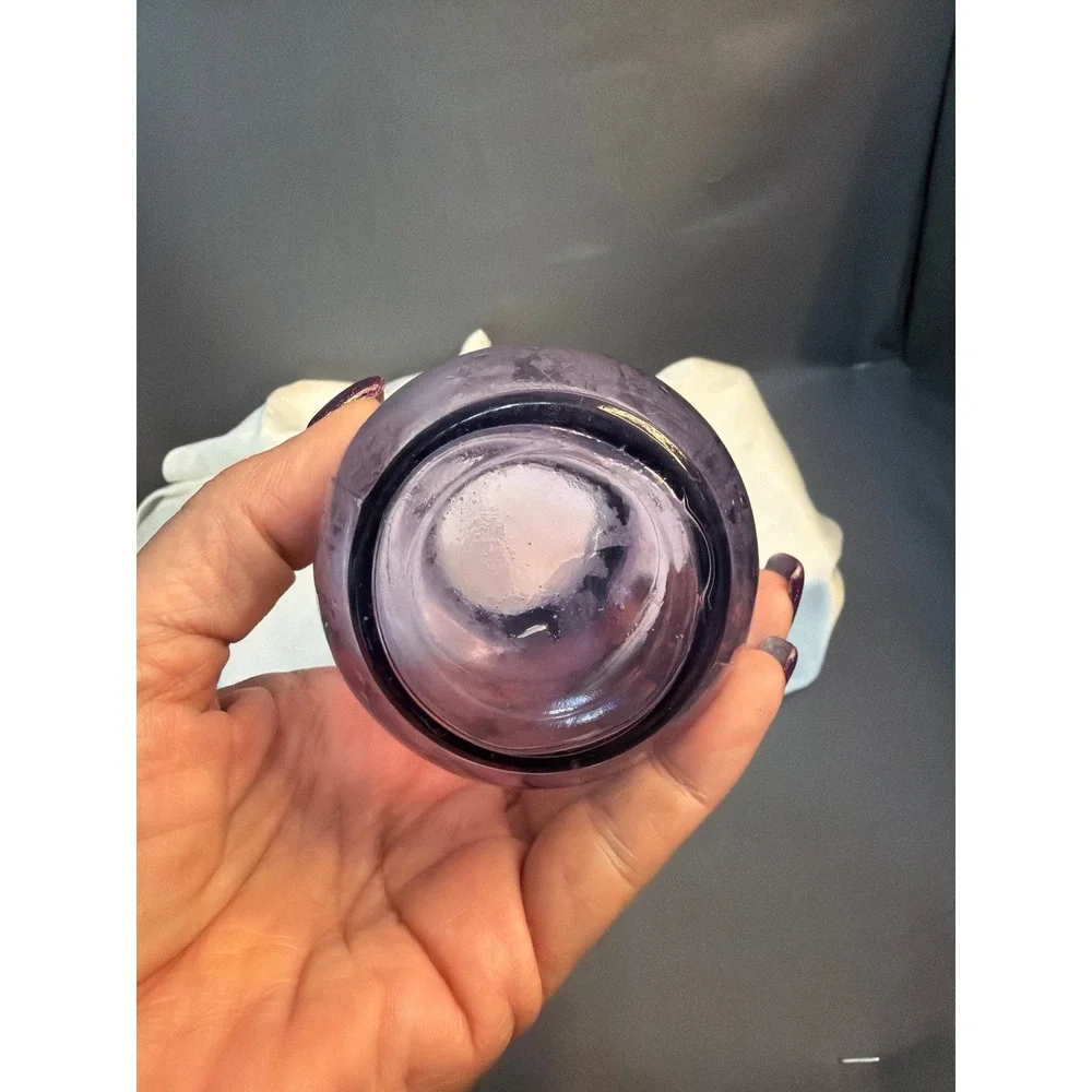 Vintage Wicherts Purple Amethyst Glass Bottle Embossed Shield Crest Apothecary